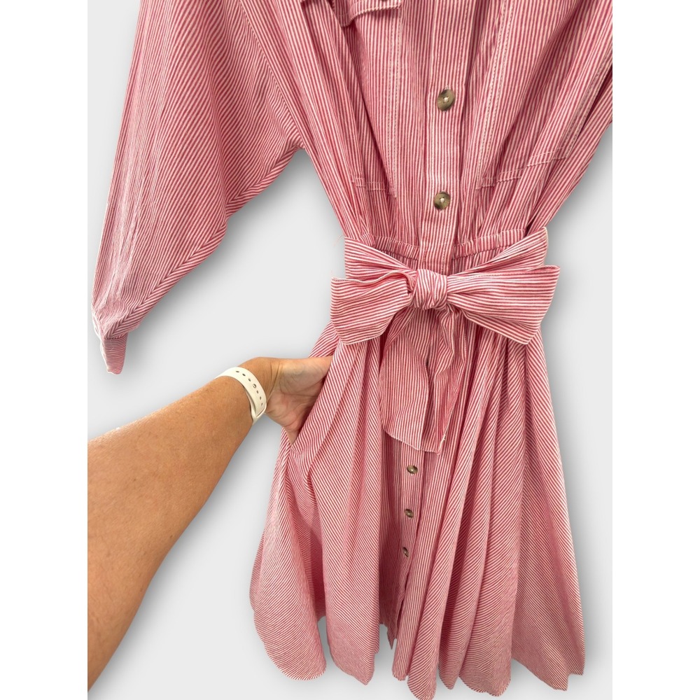 Free People Long Sleeve Tunic Shirt Dress Red Size S Old Money Picnic Americana - Picture 5 of 16